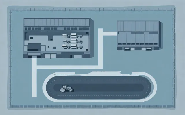 Map illustration of Sakai compaction plant campus